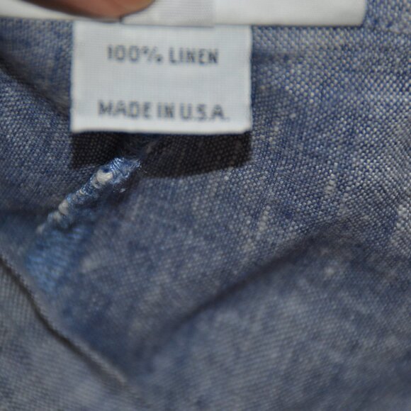 Bryn Walker Asymmetric Wrap Skirt 100% Linen Crop Pant SMALL Blue Chambray USA - Picture 7 of 7